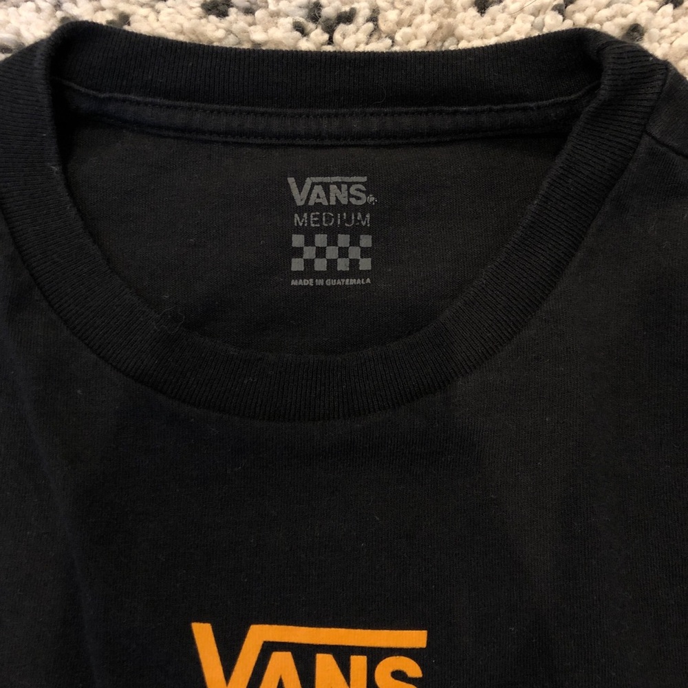 Vans long sleeve black tee with floral checkers